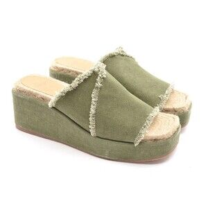 Castaner Elenora Espadrille Olive Canvas Sandals 40 New